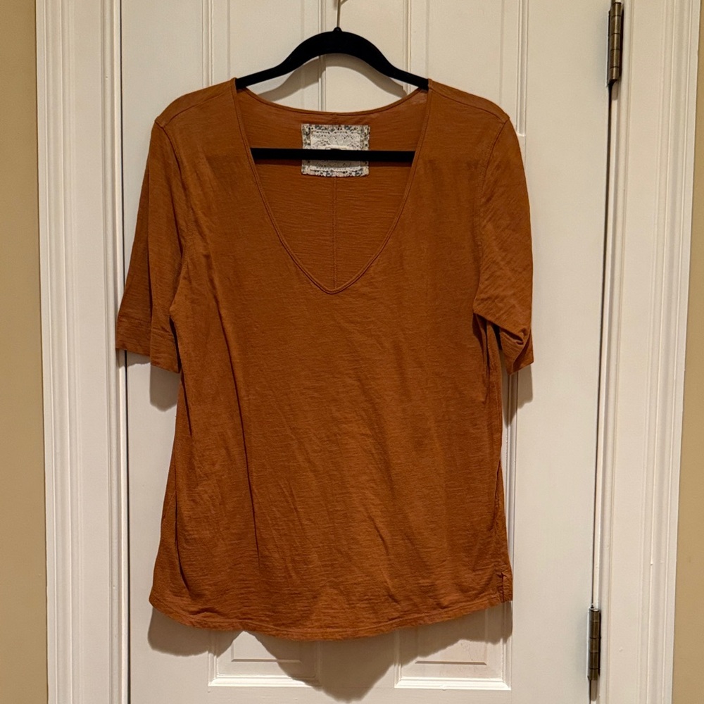 Women's V-Neck Rust Top Anthropologie